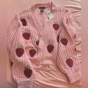 Pink Strawberry cozy oversized cardigan